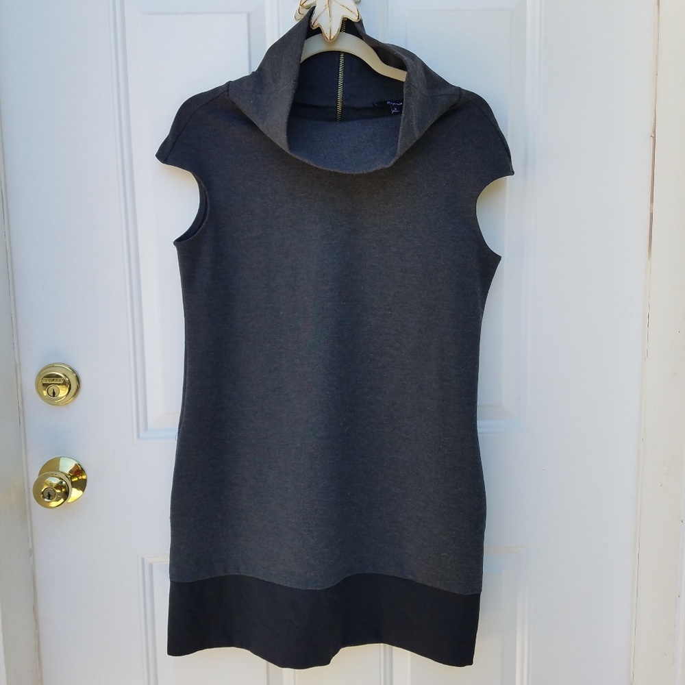 Express Gray Shift Dress Size M Cowl Neck Zip Back